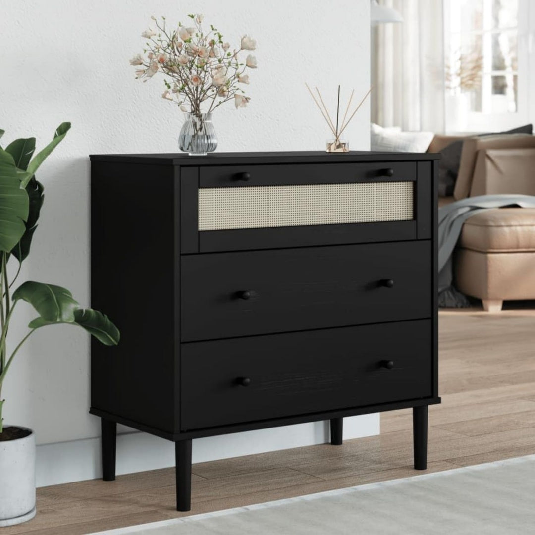 Commode en rotin Grise ambiance chaleureuse