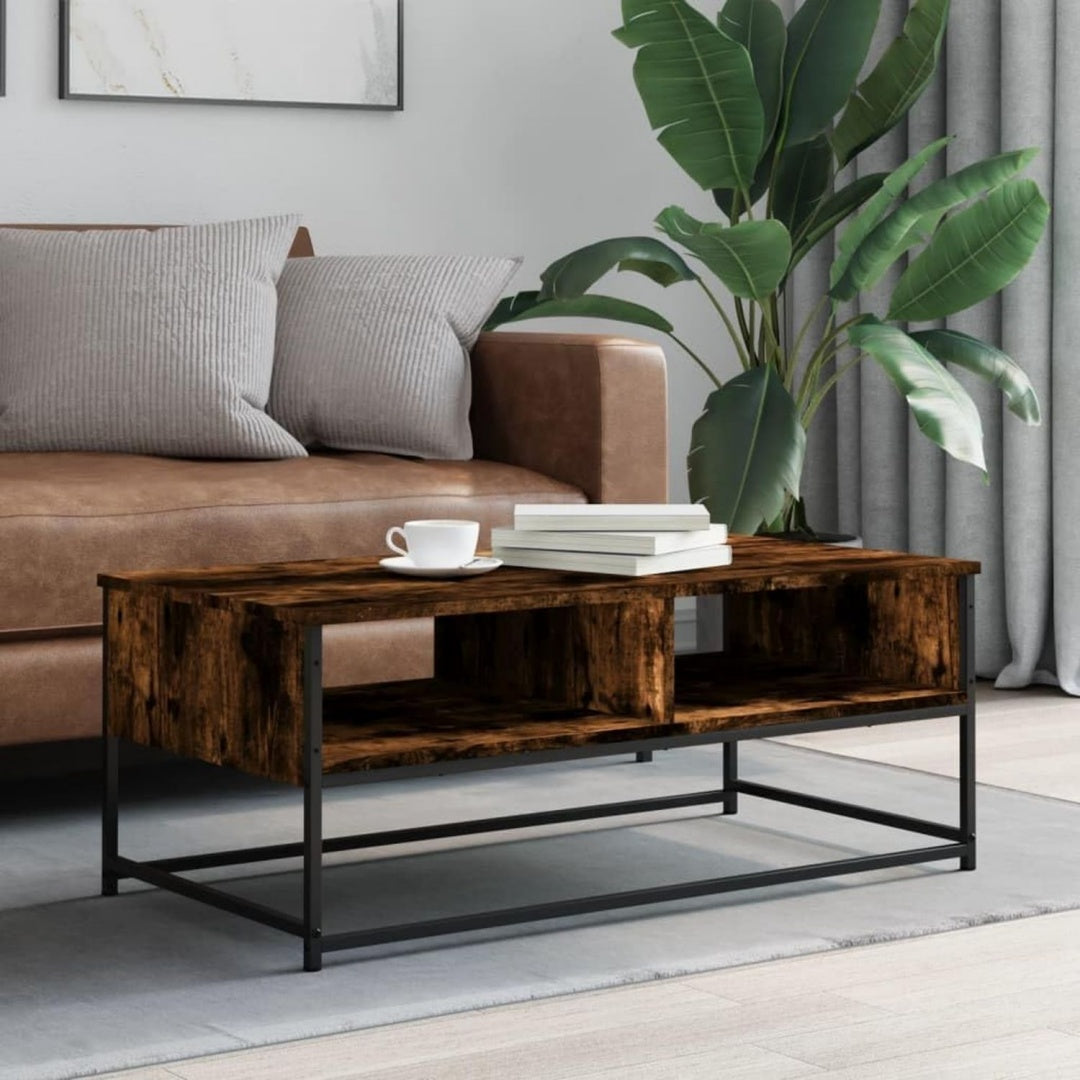 Table basse gris design epure 2 etageres 100 x 51 x 40 cm