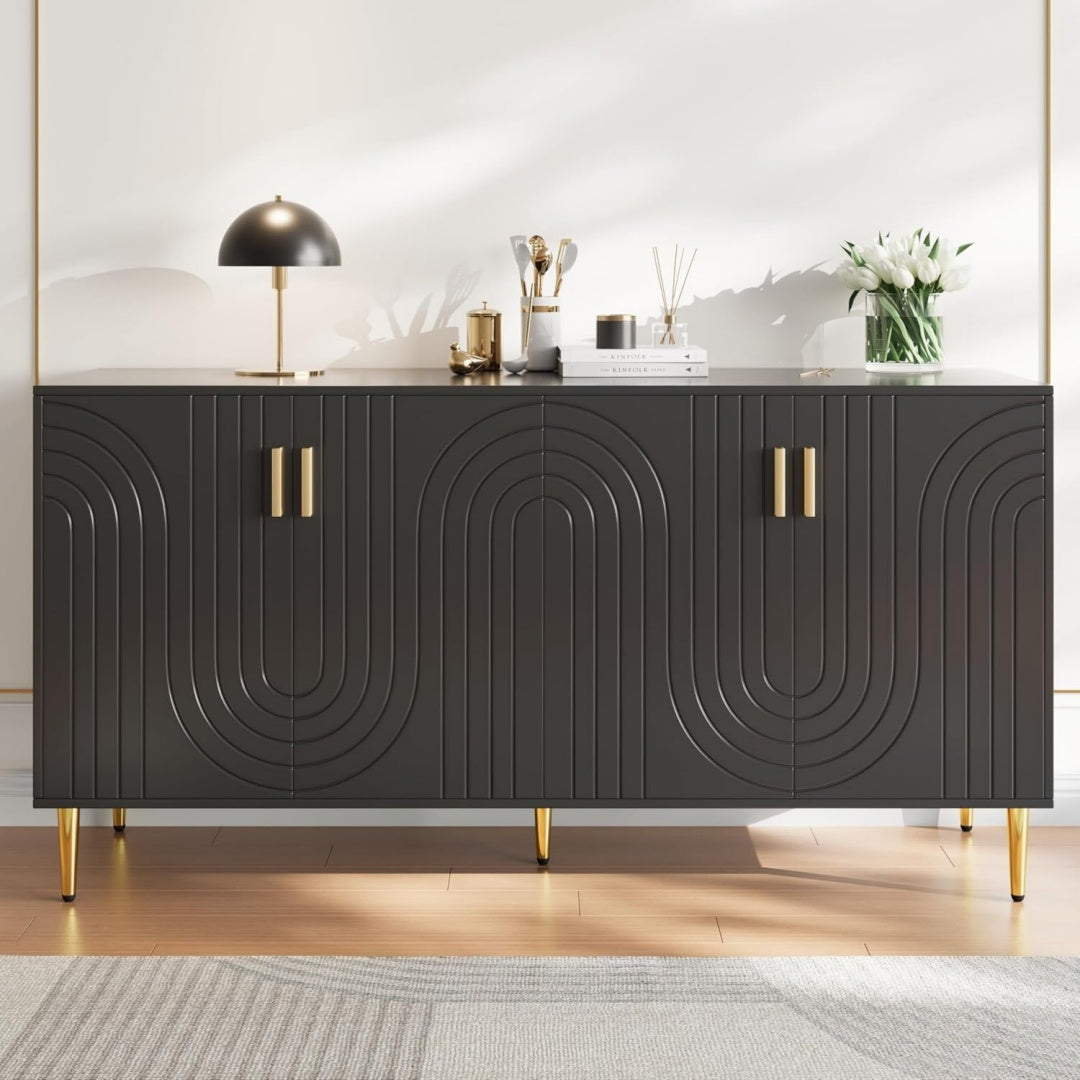 Atout multifonctionnel, bahut gris en panneau de particules 2 portes