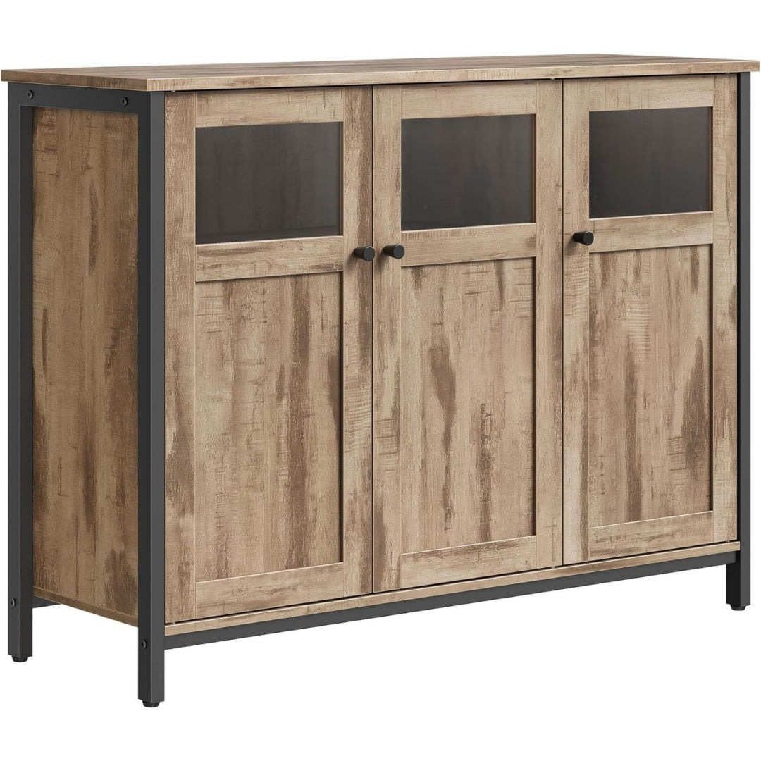 Enfilade coloris marron acier, a 3 portes pour 100 cm de rangement