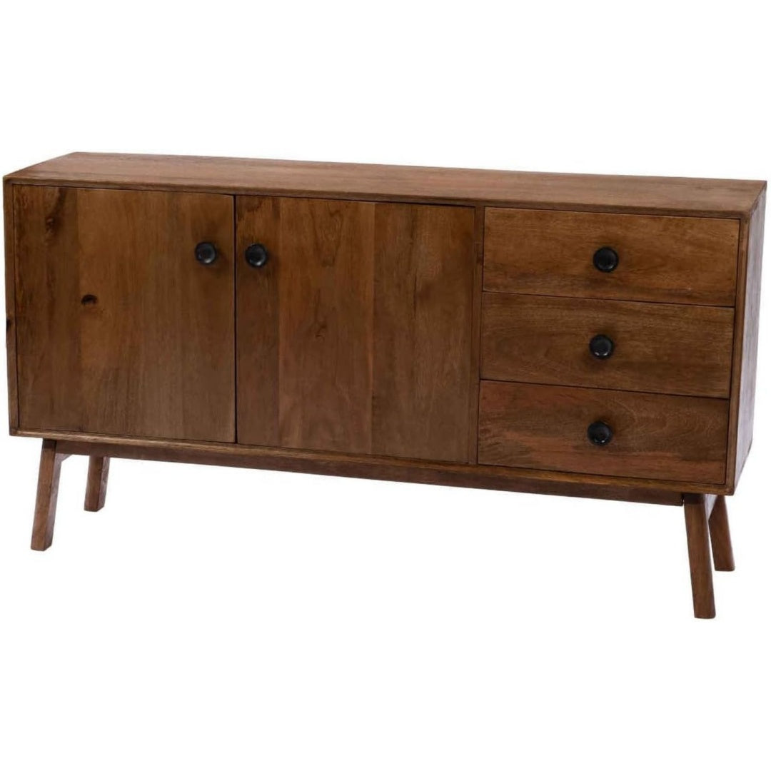 Buffet contemporain 3 tiroirs et 2 portes marron