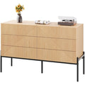 Buffet avec six tiroirs marron, design scandinave, pour cuisine