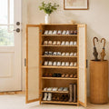 Rangement ingenieux, placard a chaussures beige en bois grand espace de rangement