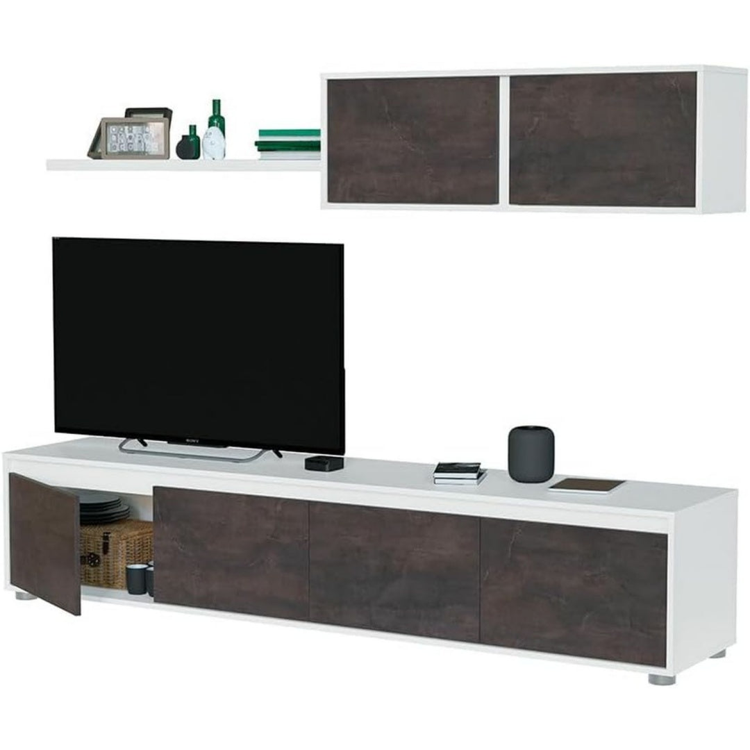 Armoire gris en panneaux de particules avec quatre portes