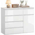 Commode 5 tiroirs etageres reglables gris clair