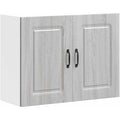 Armoire colonne en hevea, gris clair, contemporain (80 x 31 x 60 cm)