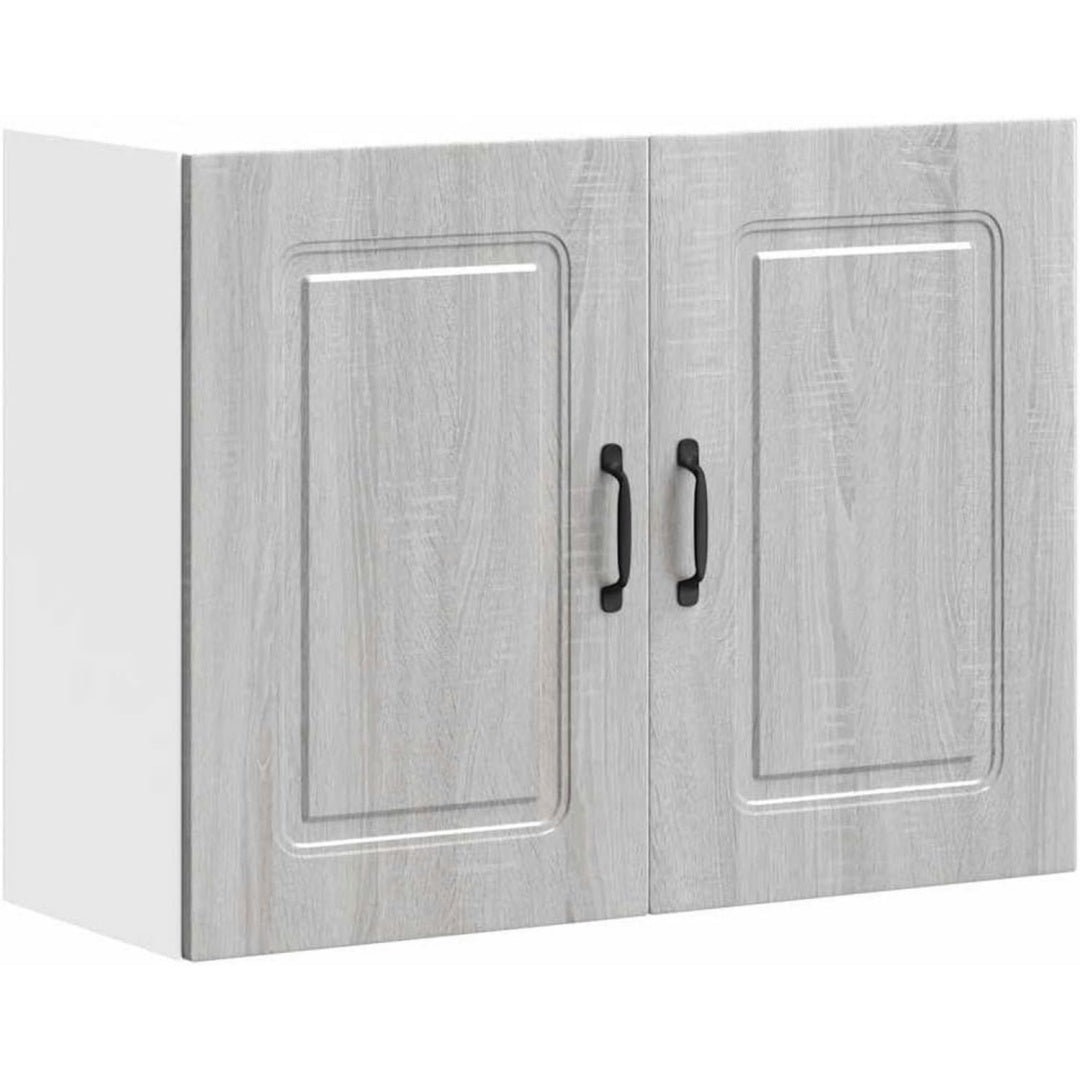 Armoire colonne en hevea, gris clair, contemporain (80 x 31 x 60 cm)
