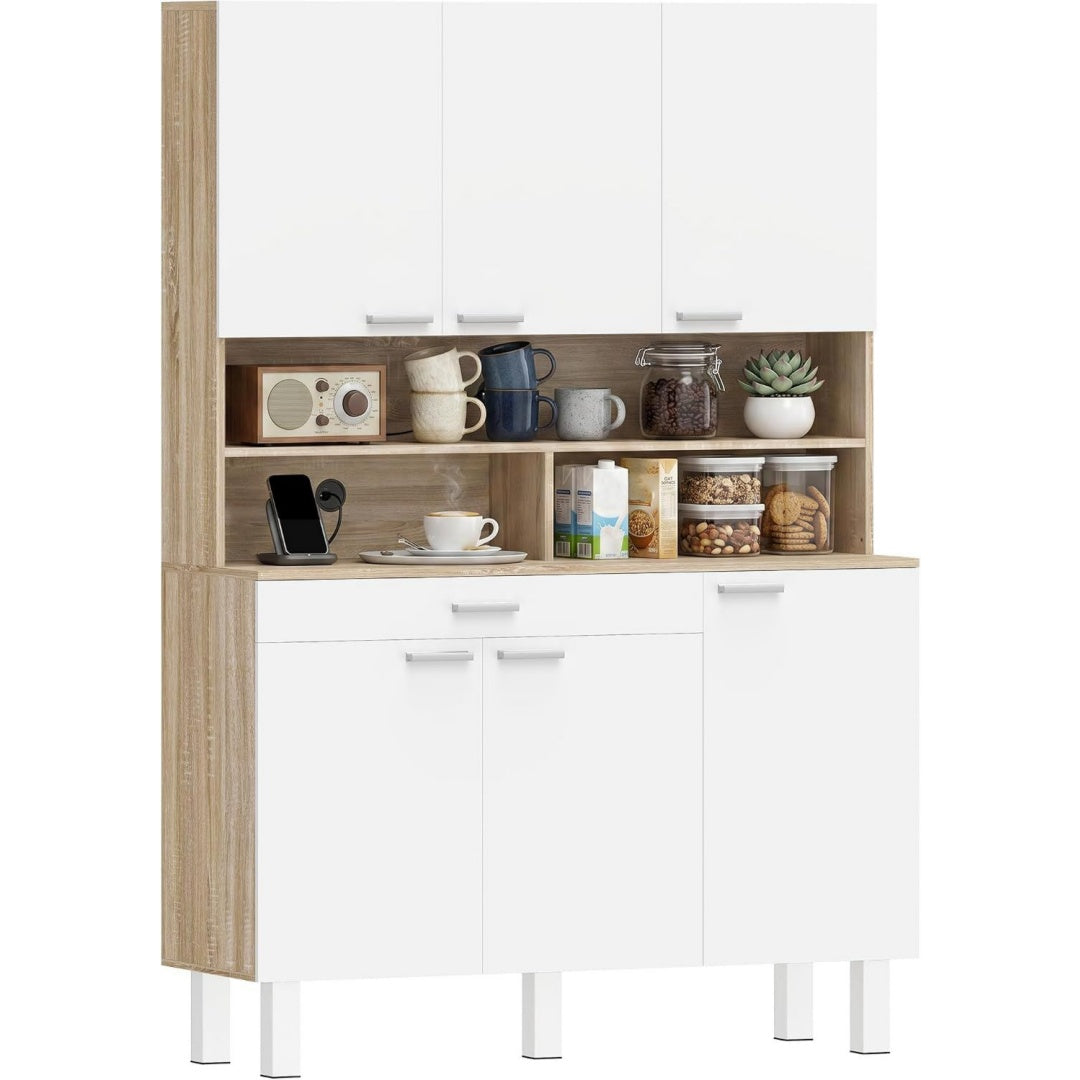 Sideboard gris clair, 40 x 120 x 175 cm 6 portes