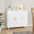 Buffet gris clair materiau durable, 114 cm de large a 3 portes