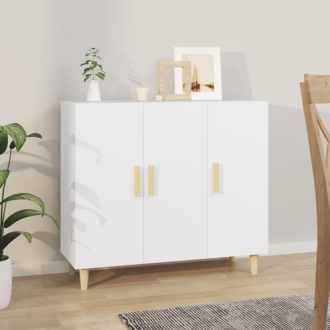 Buffet gris clair materiau durable, 114 cm de large a 3 portes