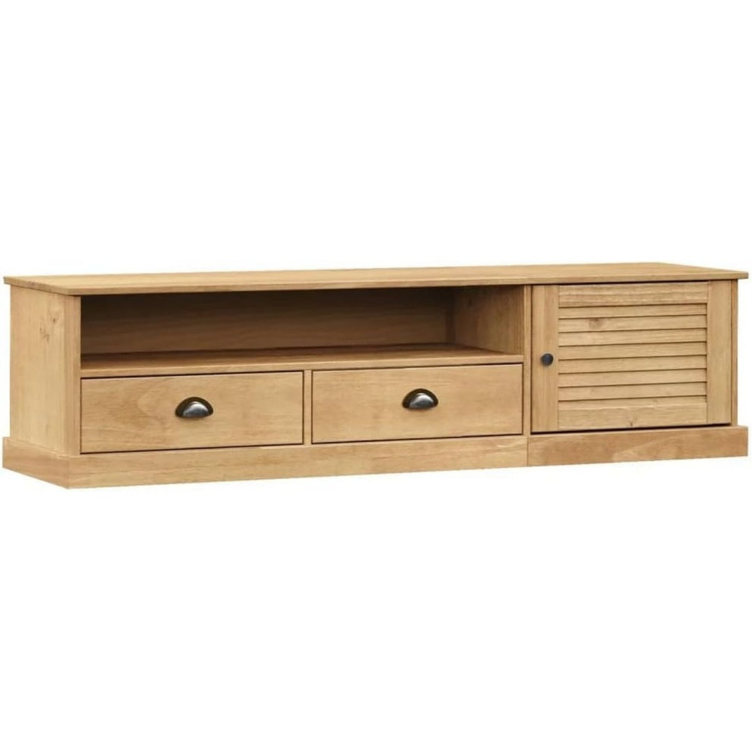 Meuble TV deco en bois massif marron pour le salon