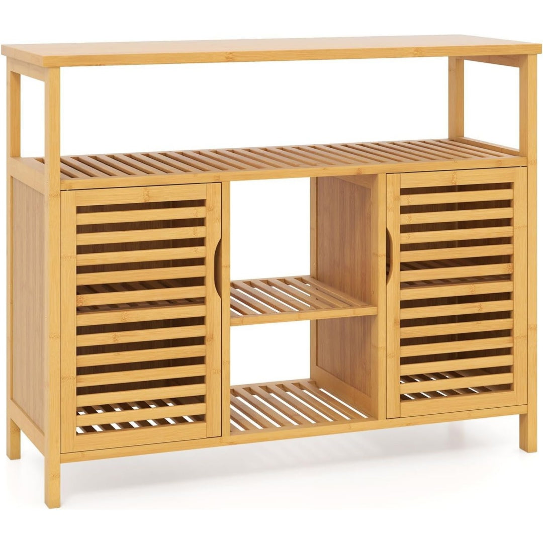 Bahut esprit fermier en bois massif orange a 2 portes