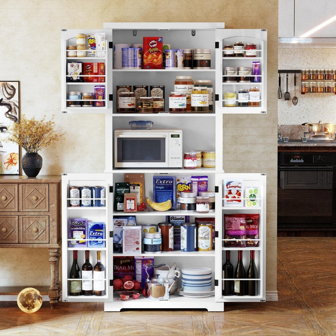 Buffet en chene gris, quatre portes, etageres modulables