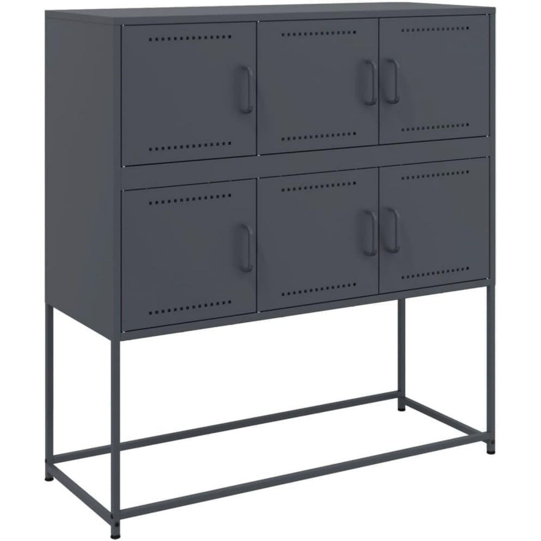 Buffet en acier gris fonce grand espace de rangement