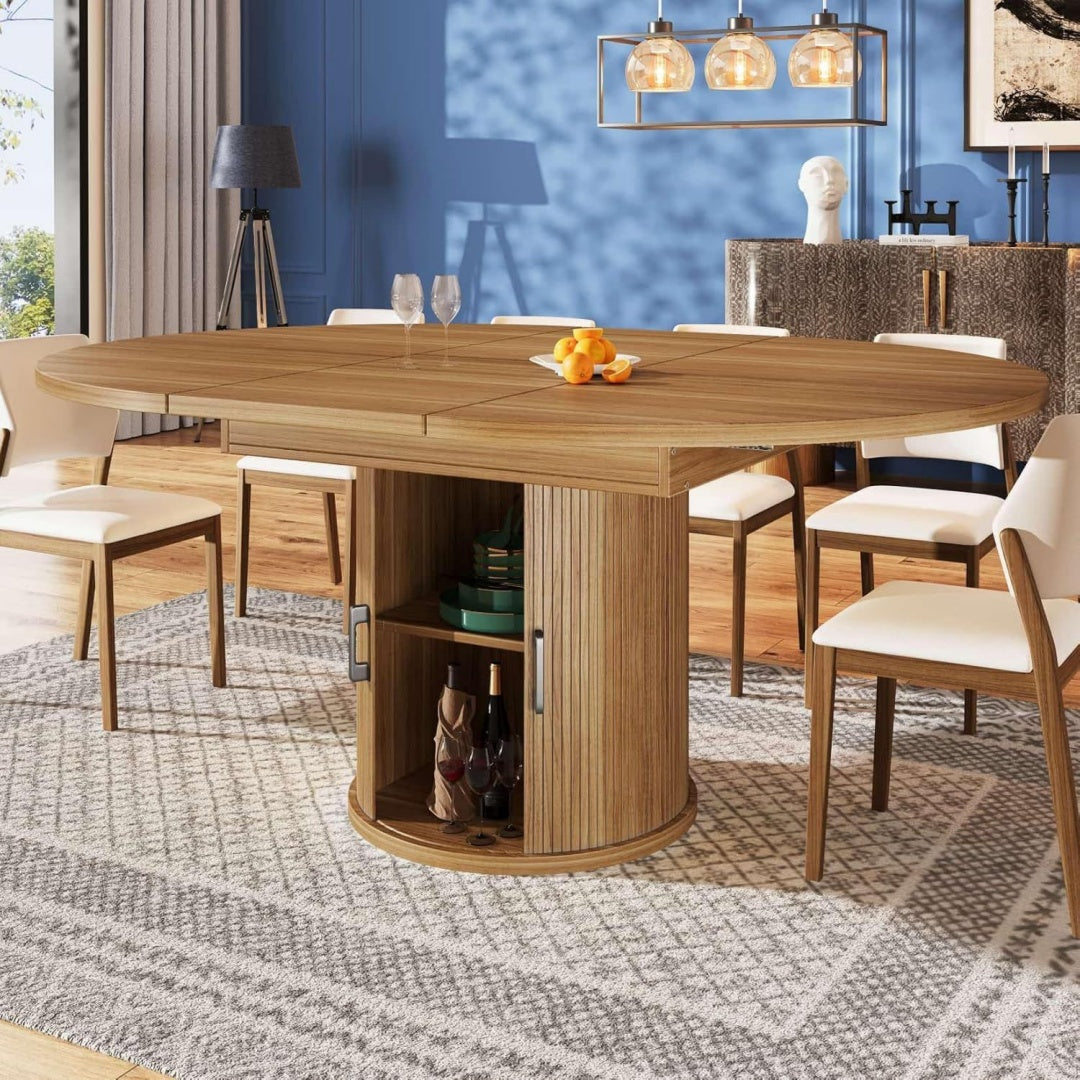 Esprit vintage table marron 158 x 118 x 76.8 cm