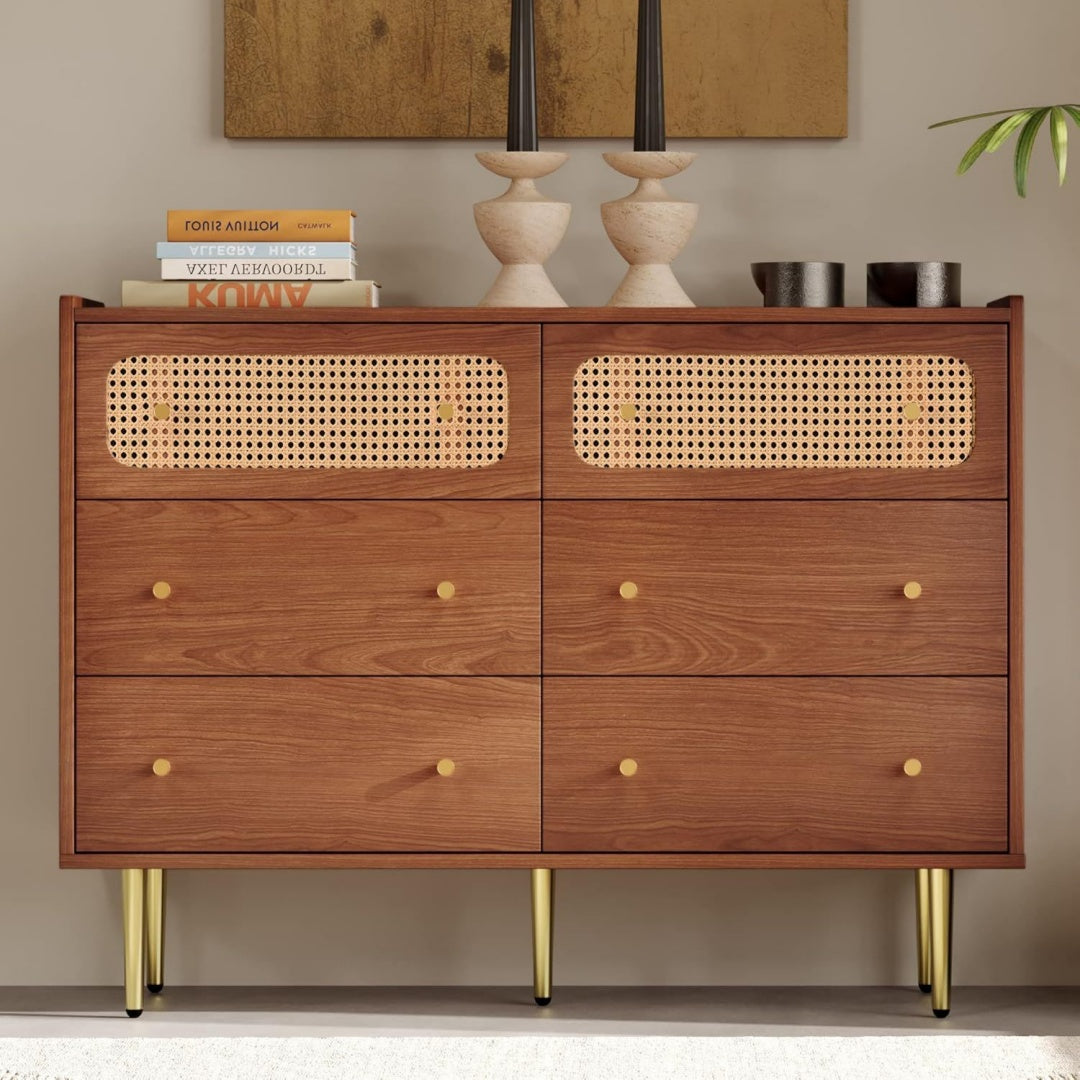 Commode marron 6 tiroirs vintage