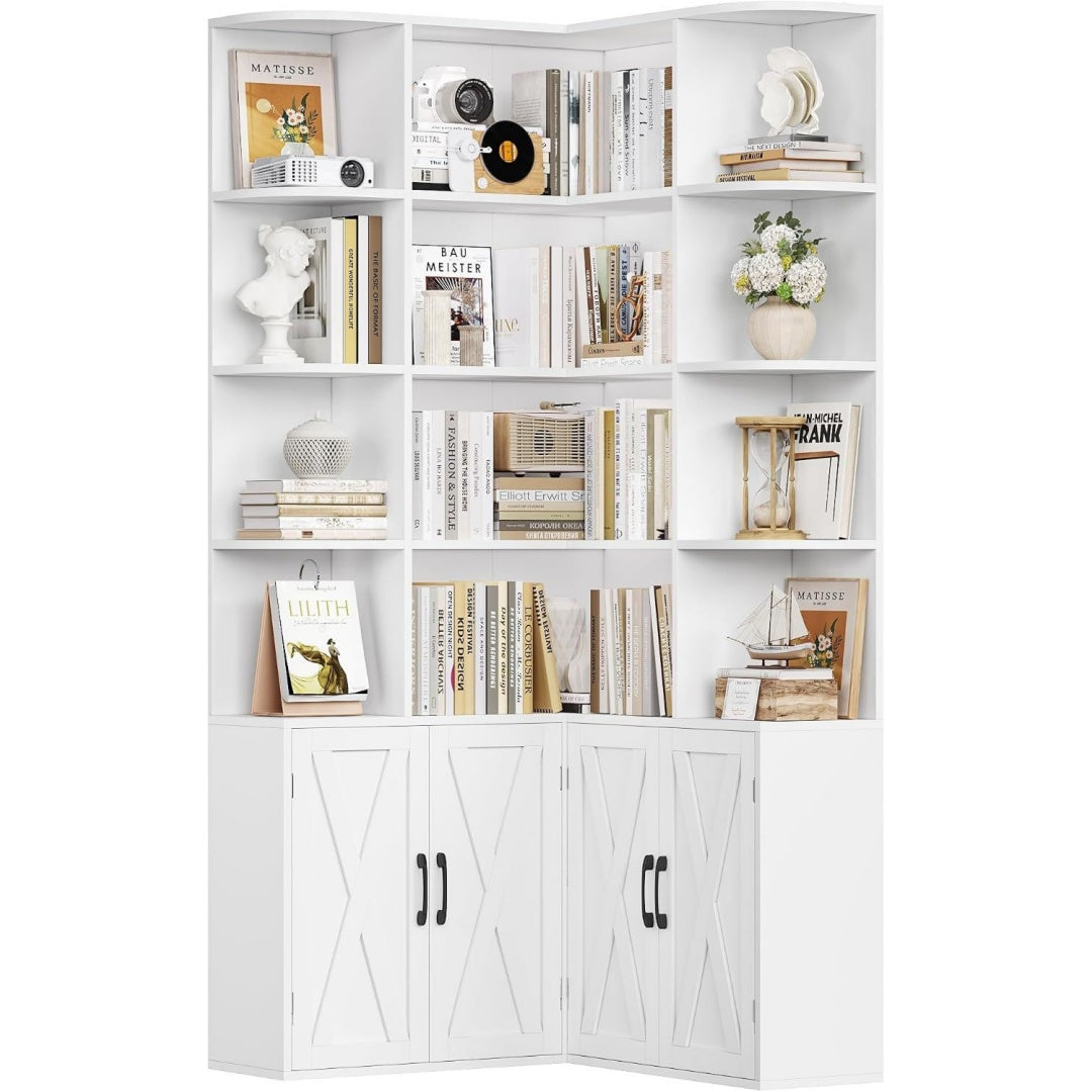 Discret bibliotheque gris clair 80 x 80 x 187 cm